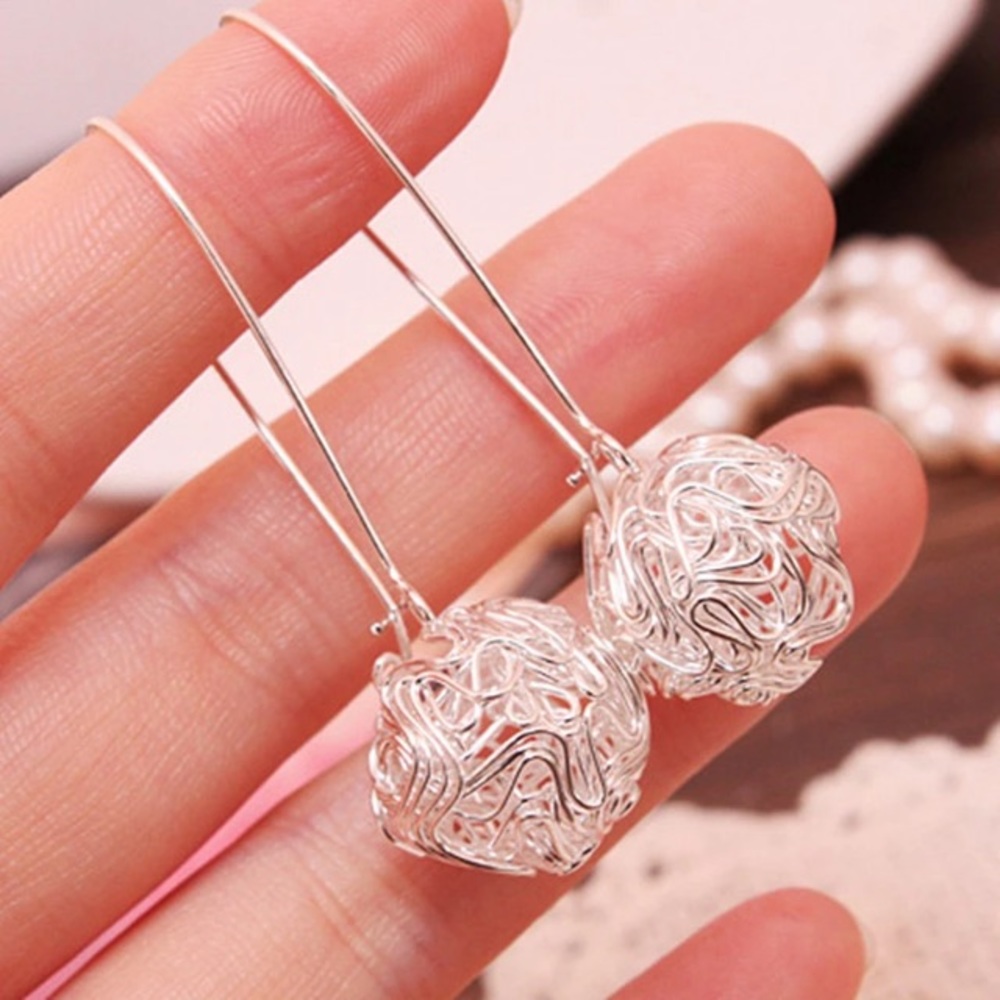 NEW!๐๐๐SWIRL WIRE BALL DROP EARRINGS FUNKY CUTE - Picture 1 of 8
